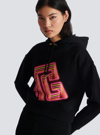 Sweat-shirt court imprimé néon - Noir