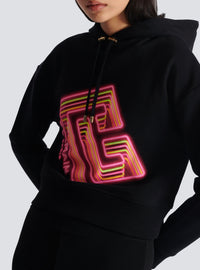 Cropped sweatshirt with neon print - Black
