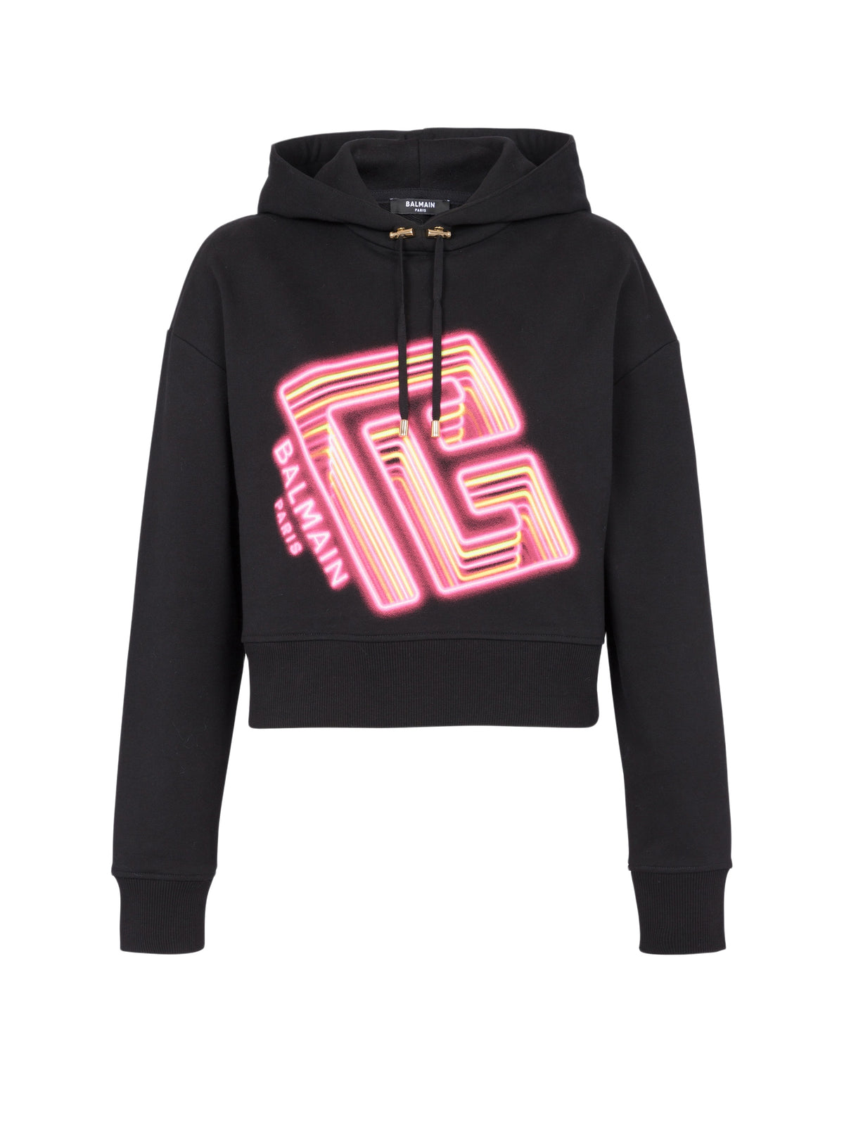 Cropped sweatshirt with neon print - Black