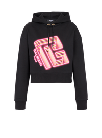 Sweat-shirt court imprimé néon - Noir
