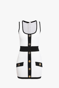 Robe courte en maille - Blanc & Noir
