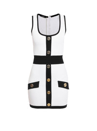 Short knit dress - White & Black