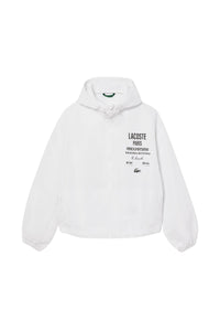 Veste courte oversize zippée à capuche - Blanc
