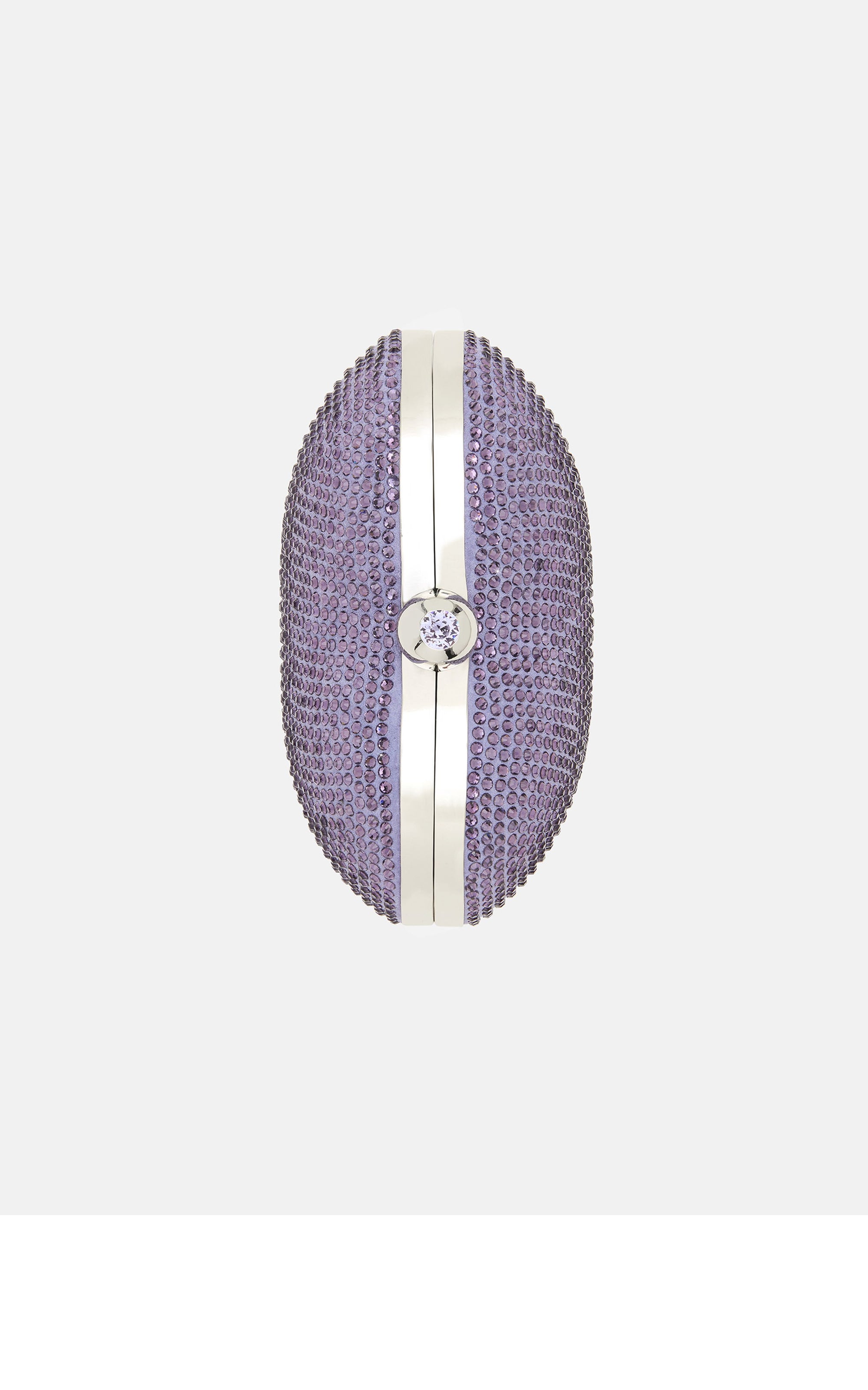 Small Cristal Heart minaudière in leather & rhinestones - Lavender