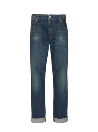 Pantalon droit en denim - Bleu Jean Brut & Noir