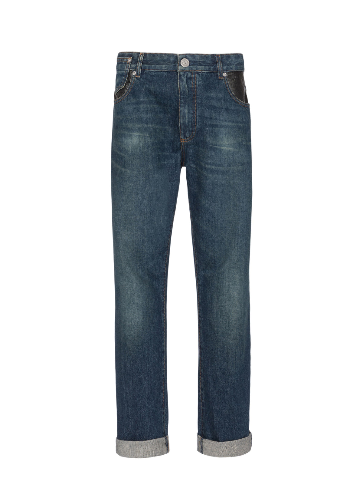 Pantalon droit en denim - Bleu Jean Brut & Noir