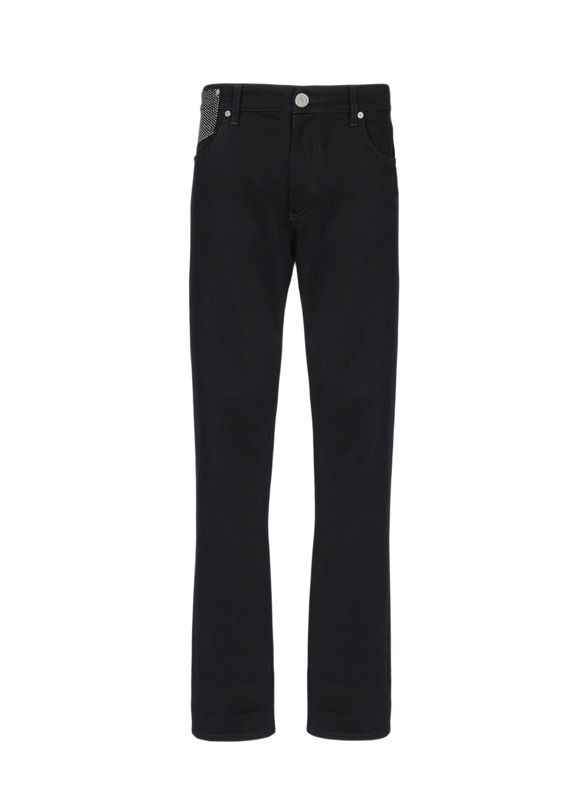 Straight-leg rhinestone denim trousers - Black & Crystal