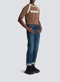 Pantalon droit vintage en denim - Bleu Jean Brut