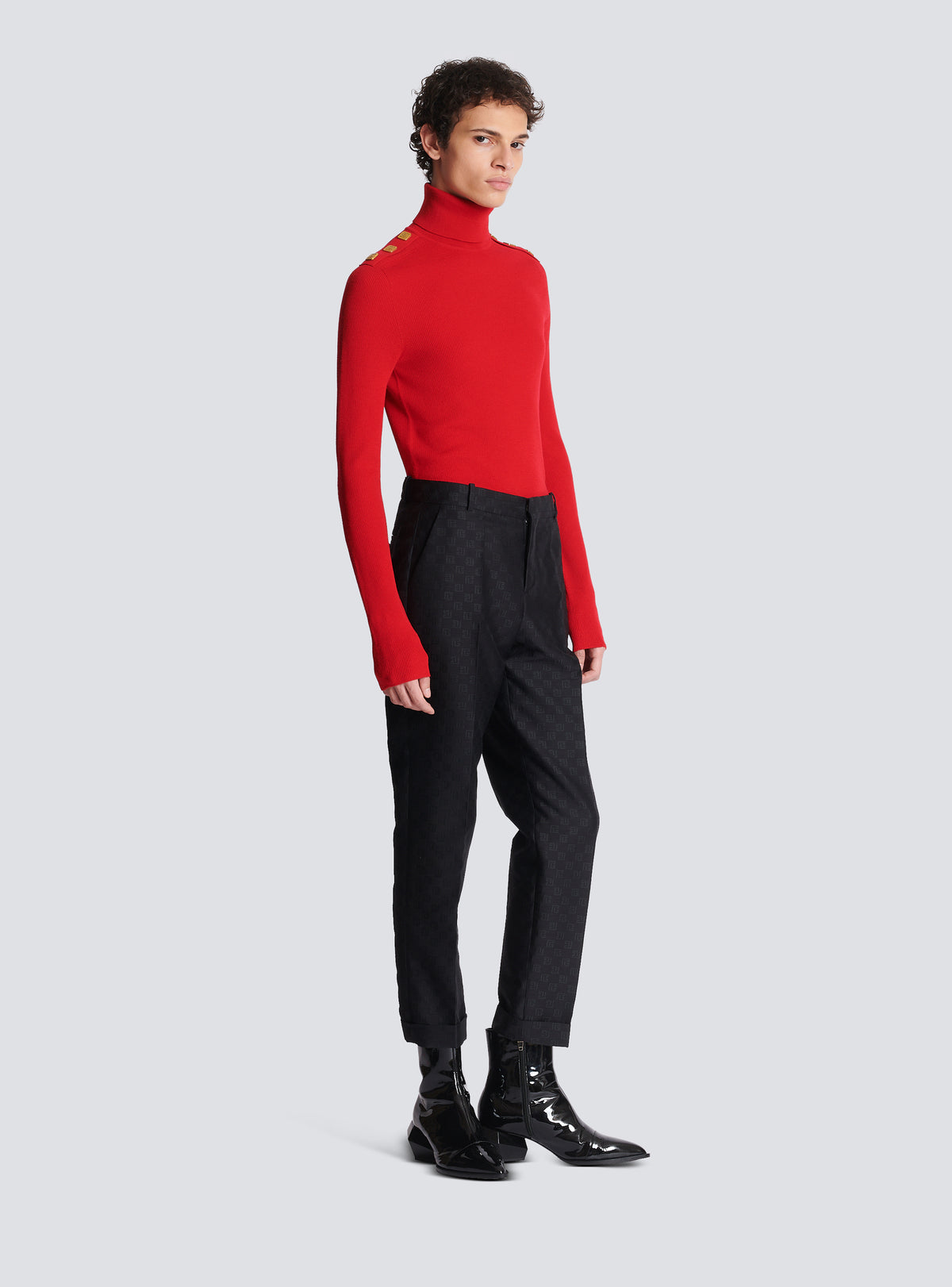 Pantalon droit mini monogramme - Noir & Noir