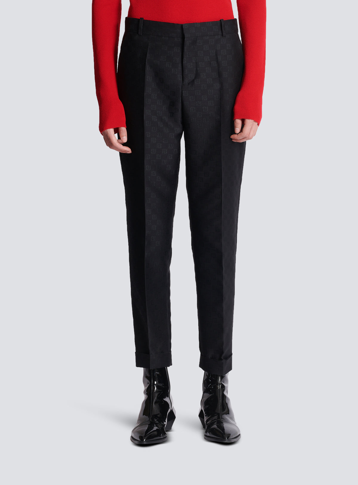 Pantalon droit mini monogramme - Noir & Noir