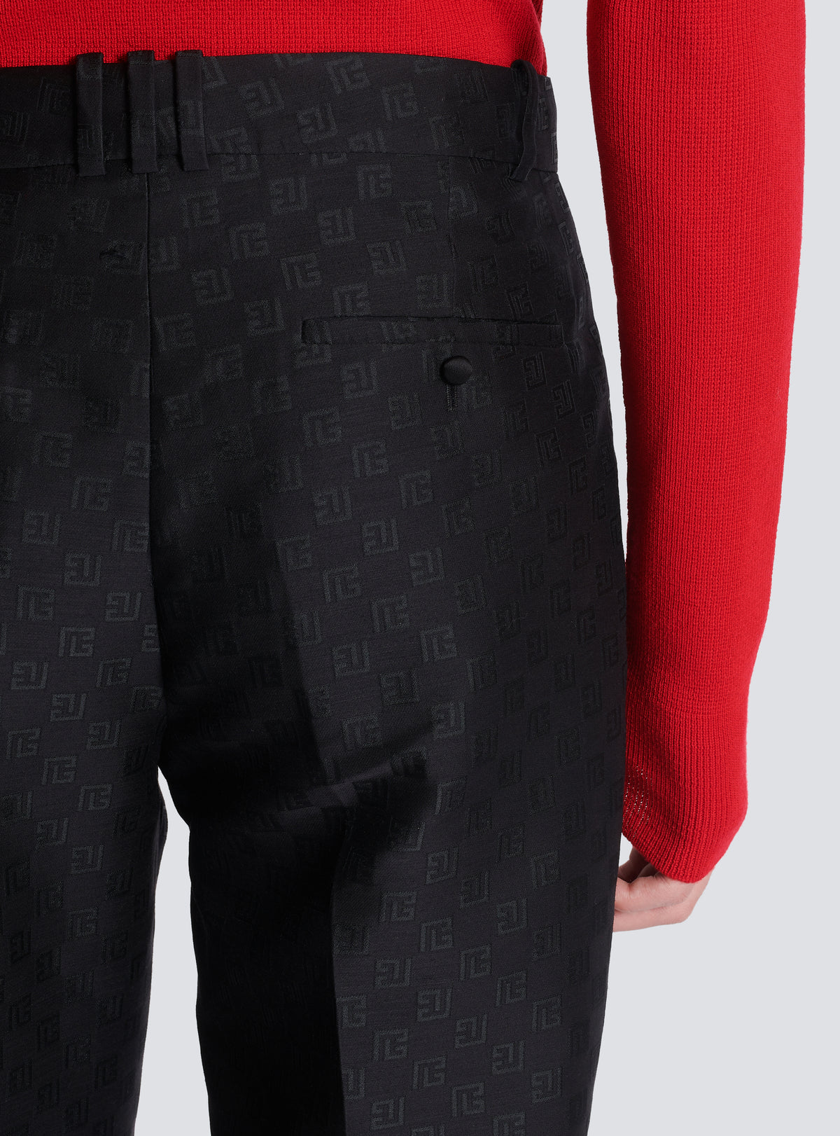 Pantalon droit mini monogramme - Noir & Noir