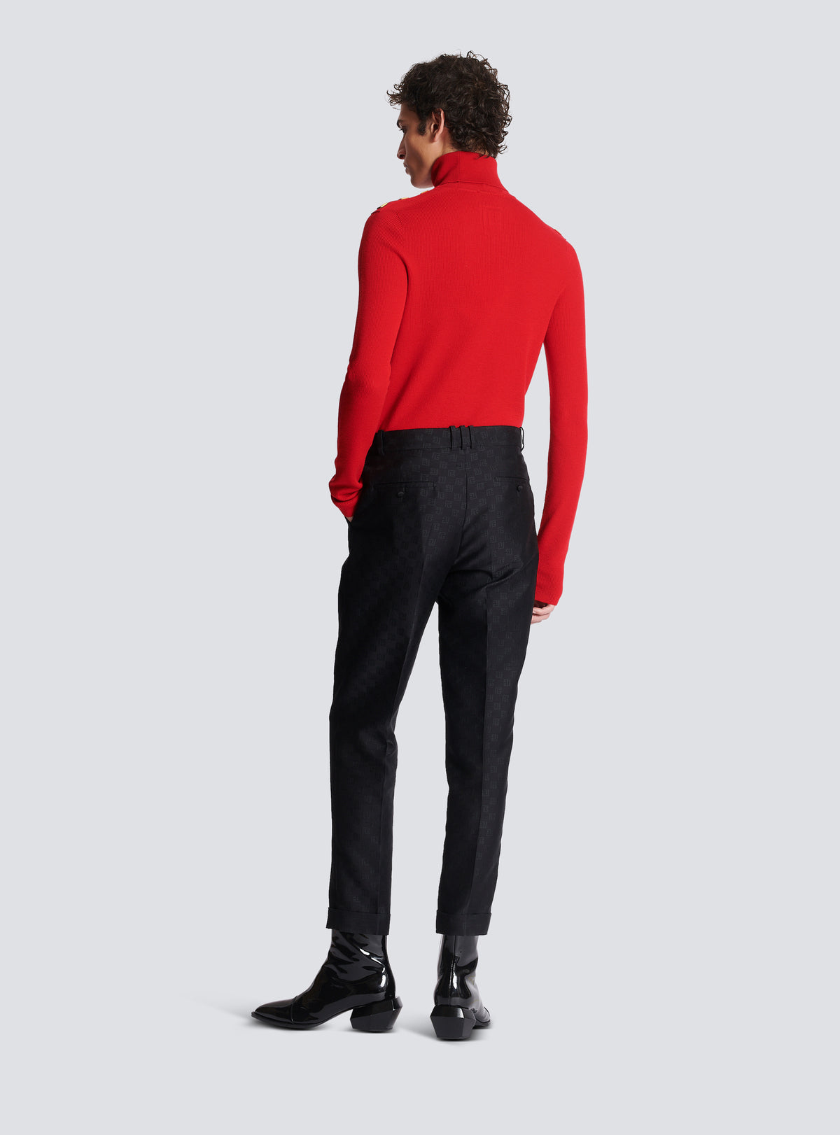 Pantalon droit mini monogramme - Noir & Noir