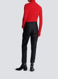Pantalon droit mini monogramme en laine - Noir & Noir