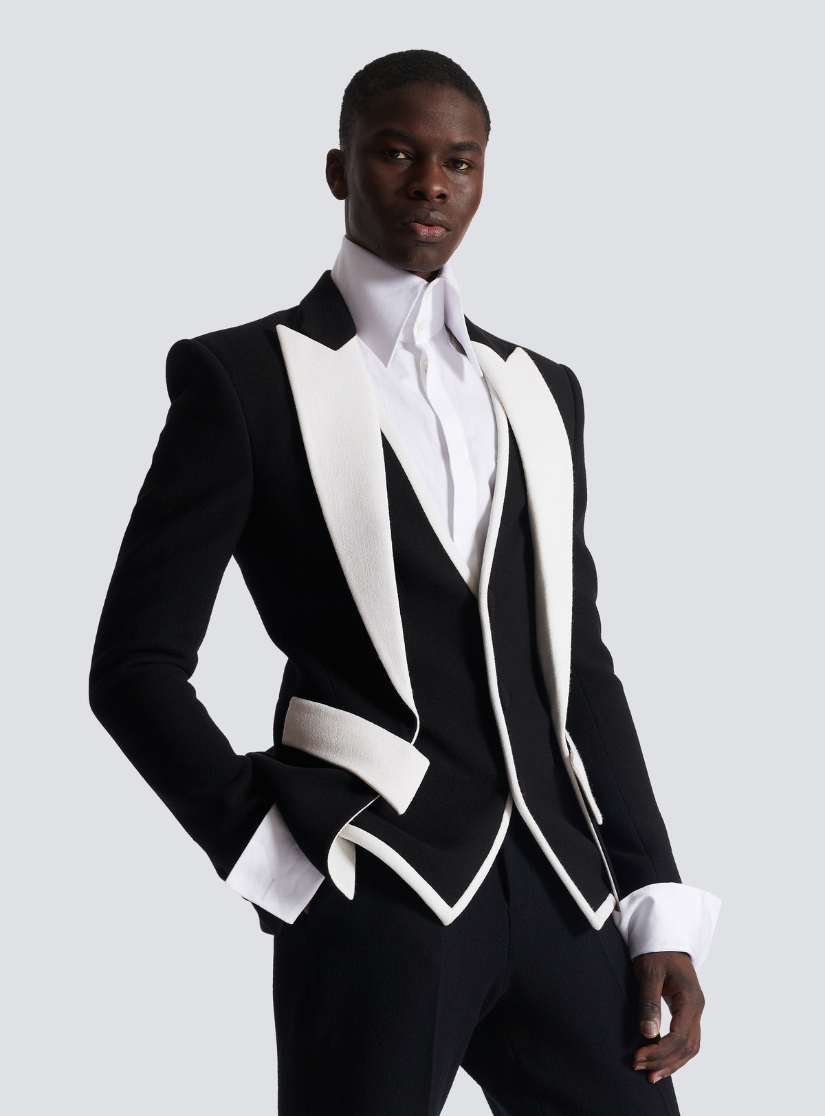 Veste double en crêpe - Noir & Blanc