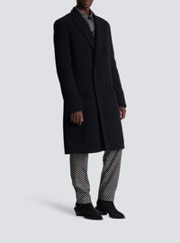 Manteau à double boutonnage en laine et cachemire - Noir