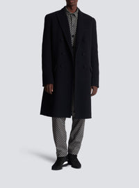 Manteau à double boutonnage en laine et cachemire - Noir
