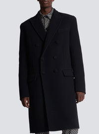 Manteau à double boutonnage en laine et cachemire - Noir