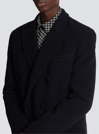 Manteau à double boutonnage en laine et cachemire - Noir