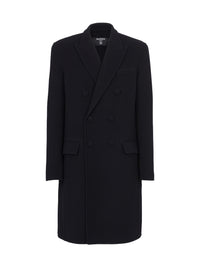 Manteau à double boutonnage en laine et cachemire - Noir