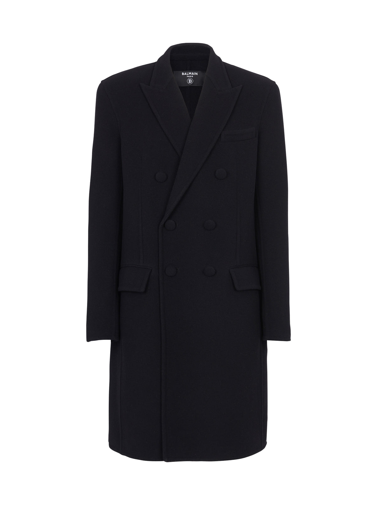 Manteau à double boutonnage en laine et cachemire - Noir