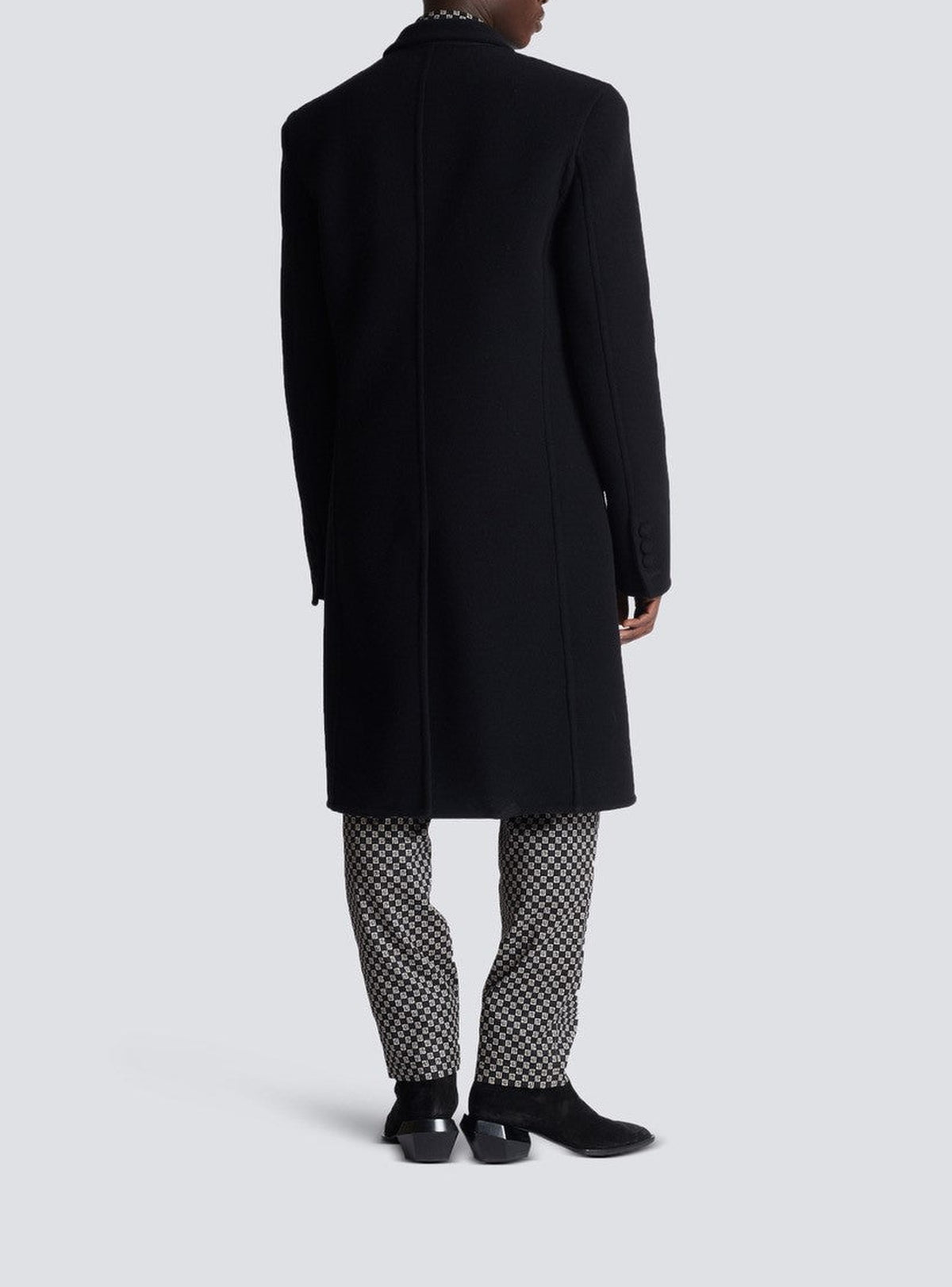 Manteau à double boutonnage en laine et cachemire - Noir