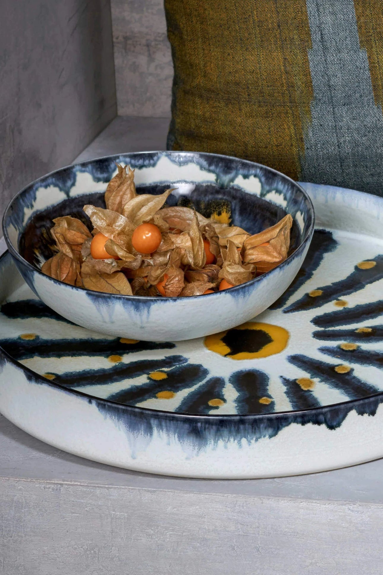 Grand plat rond Bohème - Blanc
