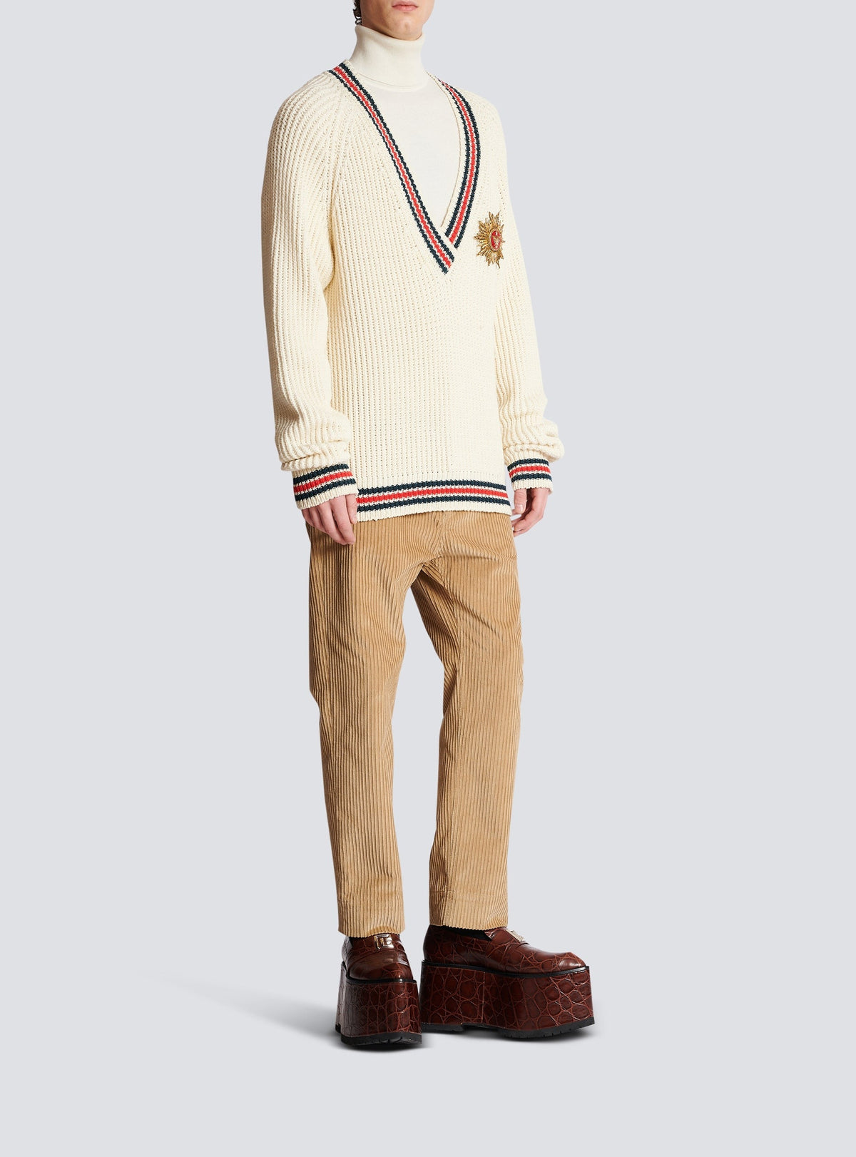 Knitted wool sweater - White