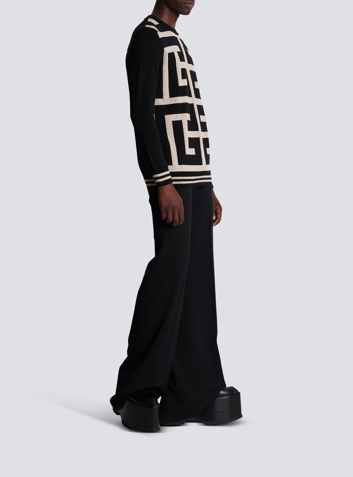 Maxi monogram wool sweater - Ivory & Black