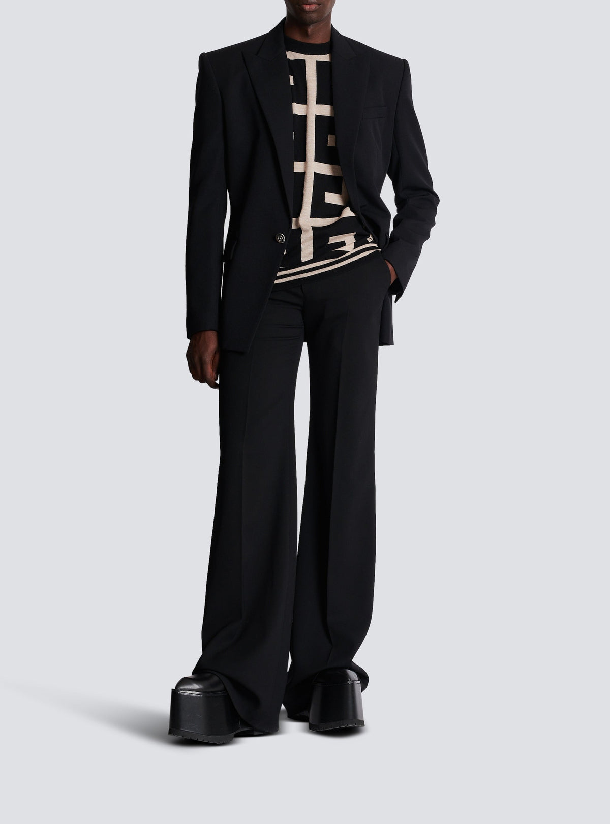 Maxi monogram wool sweater - Ivory & Black