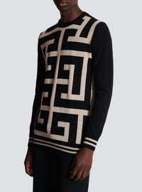Maxi monogram wool sweater - Ivory & Black