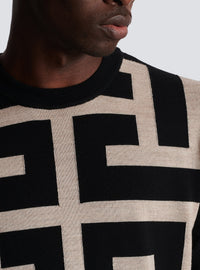 Maxi monogram wool sweater - Ivory & Black