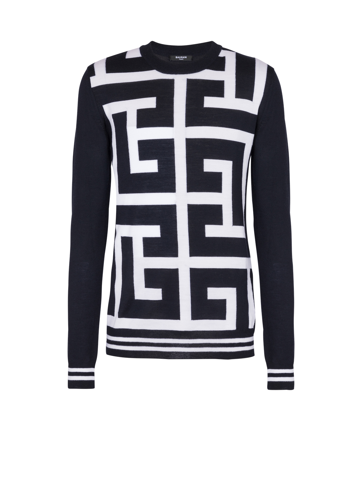 Pull maxi monogramme - Blanc & Bleu Marine Foncé