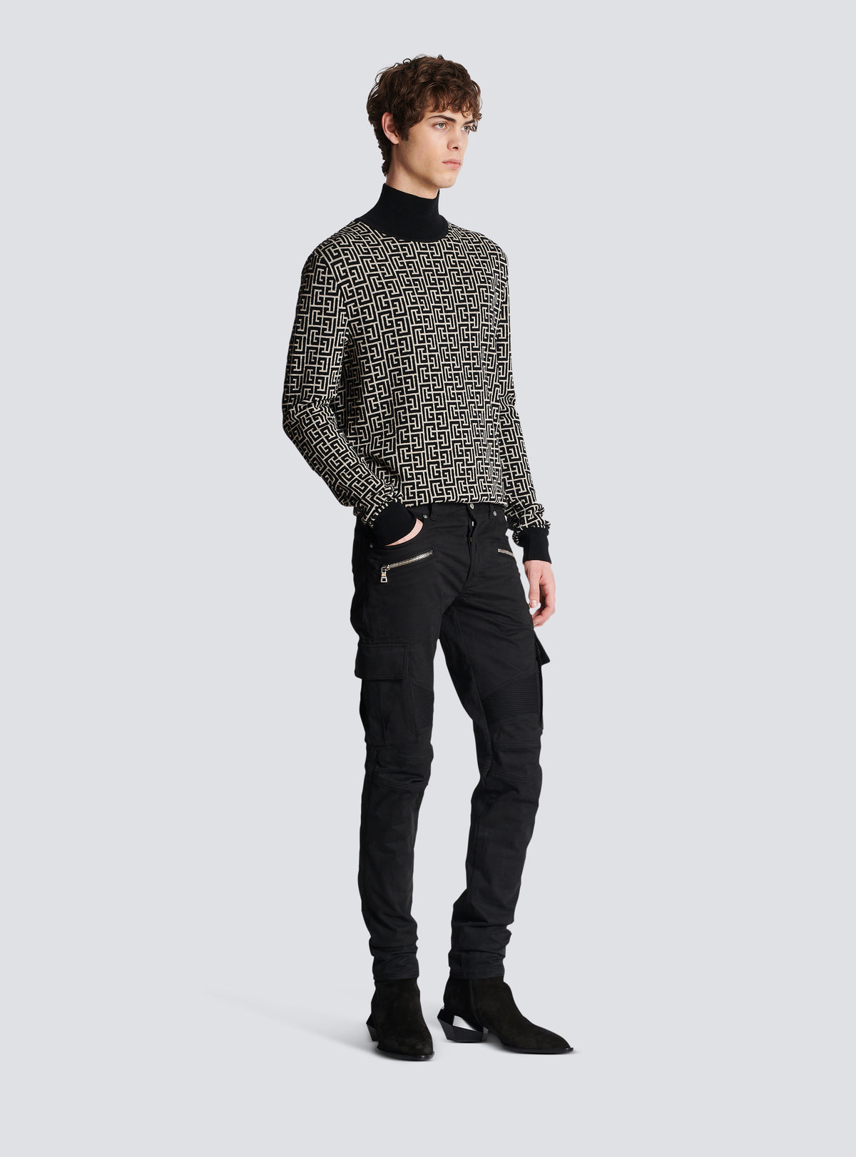 Pantalon cargo en coton effilé - Noir