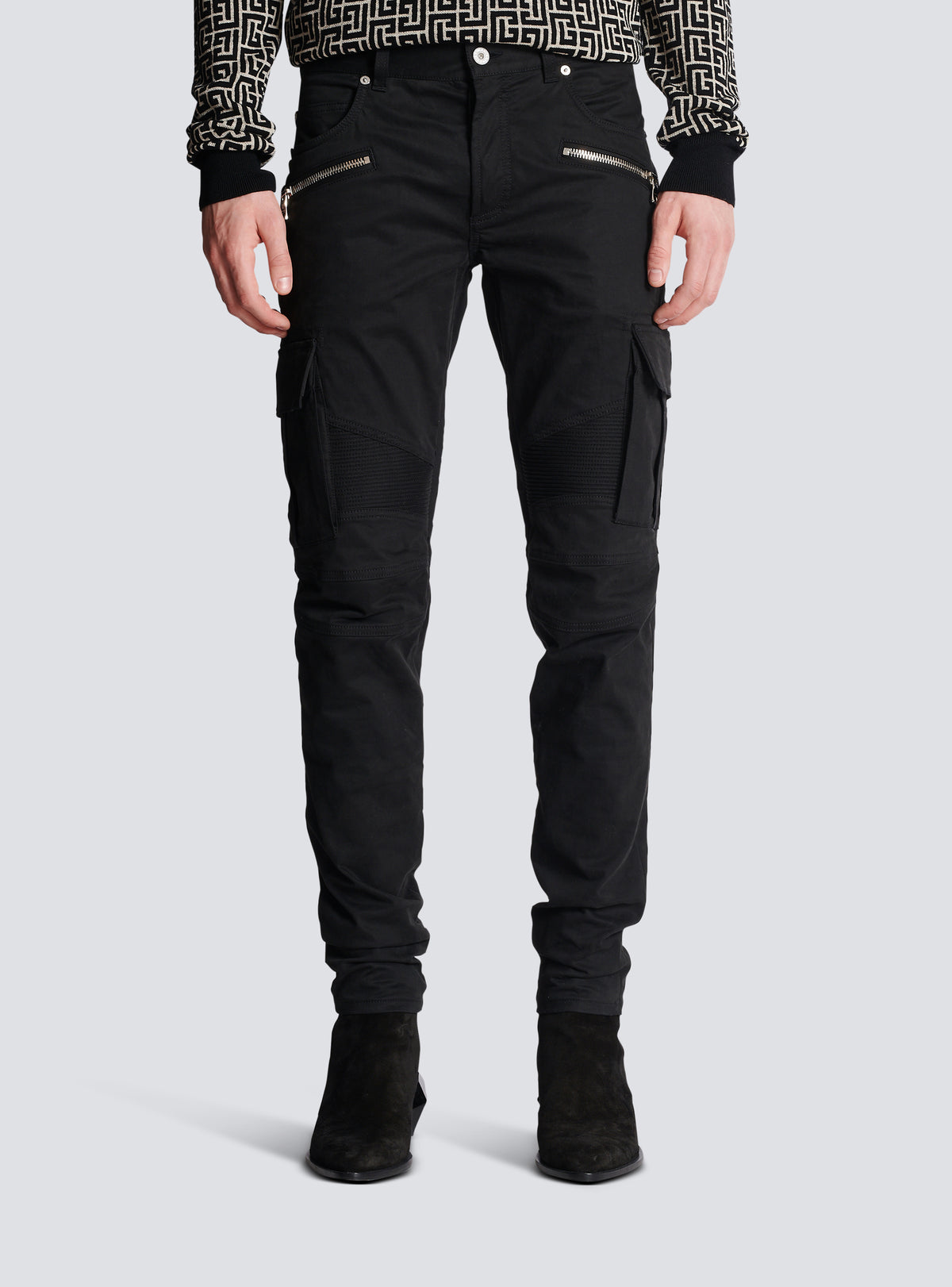 Pantalon cargo en coton effilé - Noir