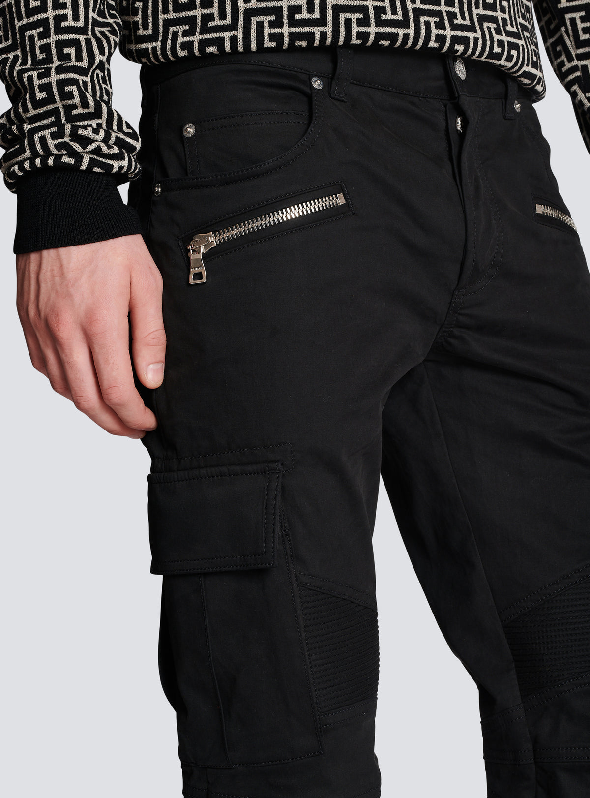 Pantalon cargo en coton effilé - Noir