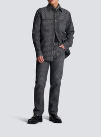 Monogram jacquard denim jeans - Washed Black