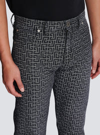 Jean en denim jacquard monogramme - Noir Délavé