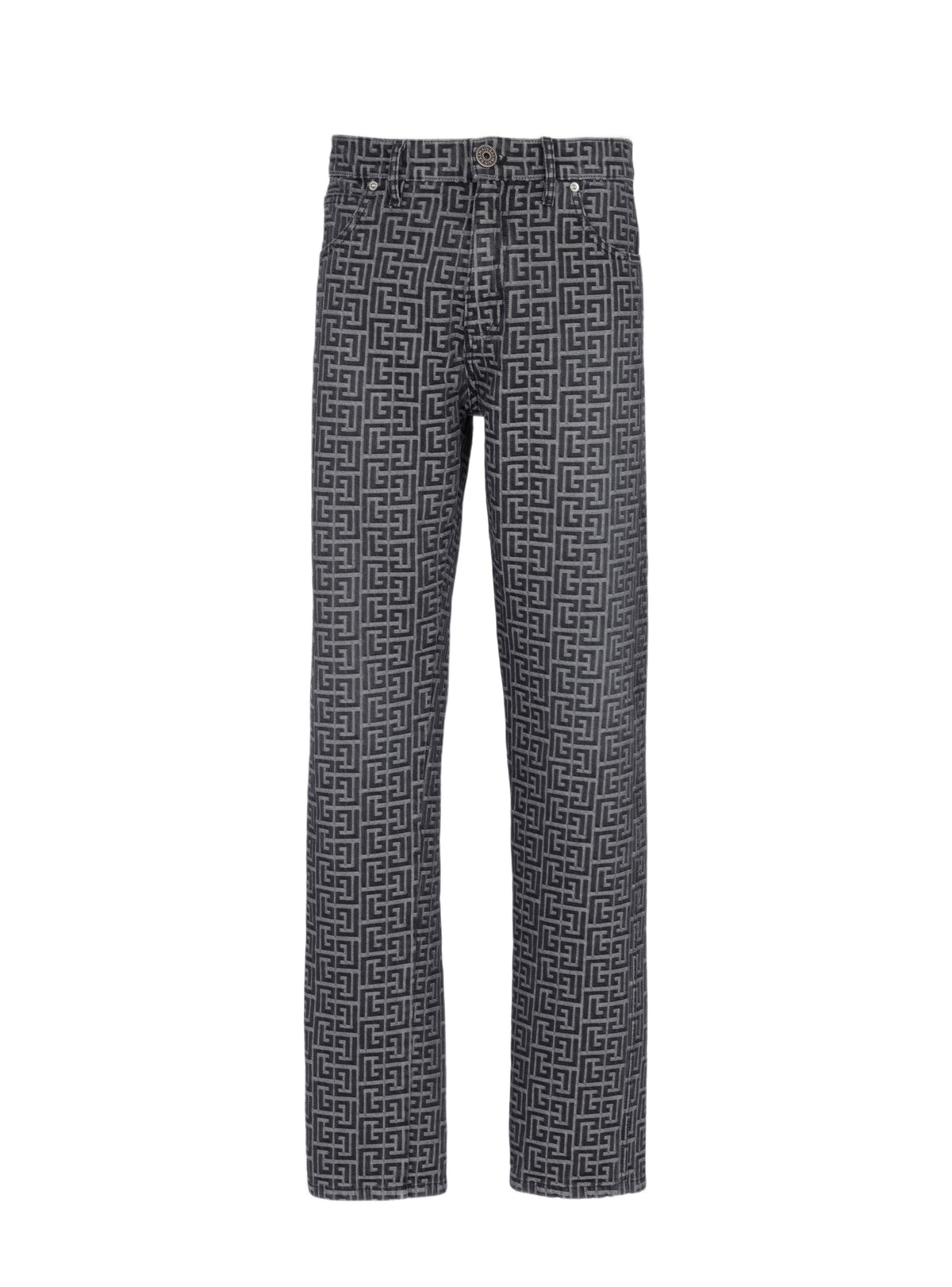 Monogram jacquard denim jeans - Washed Black
