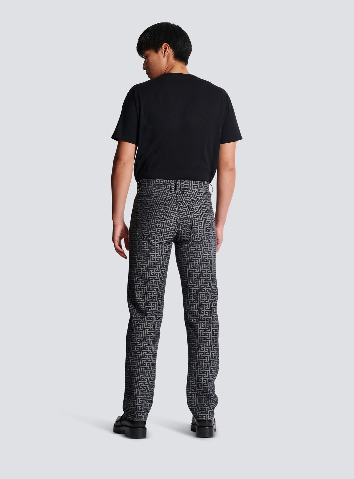 Jean en denim jacquard monogramme - Noir Délavé