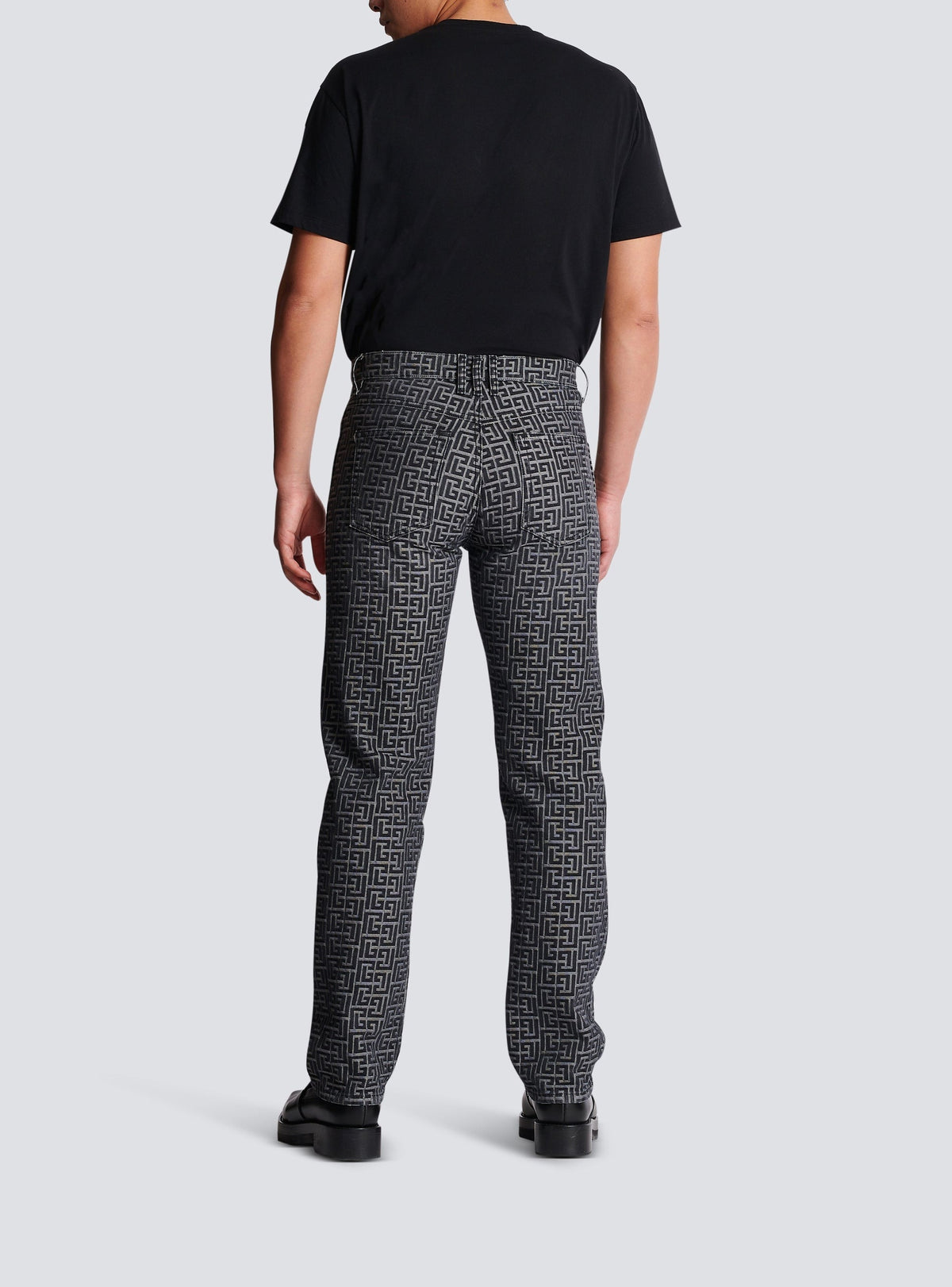 Monogram jacquard denim jeans - Washed Black