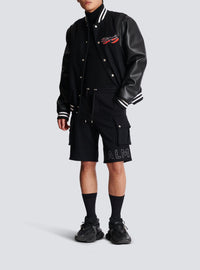 Embossed logo cargo shorts - Black