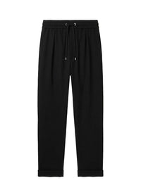 Pantalon ceinturé en laine - Noir