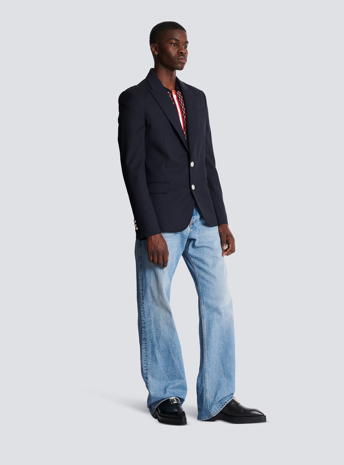 Veste 2 boutons en laine - Marine