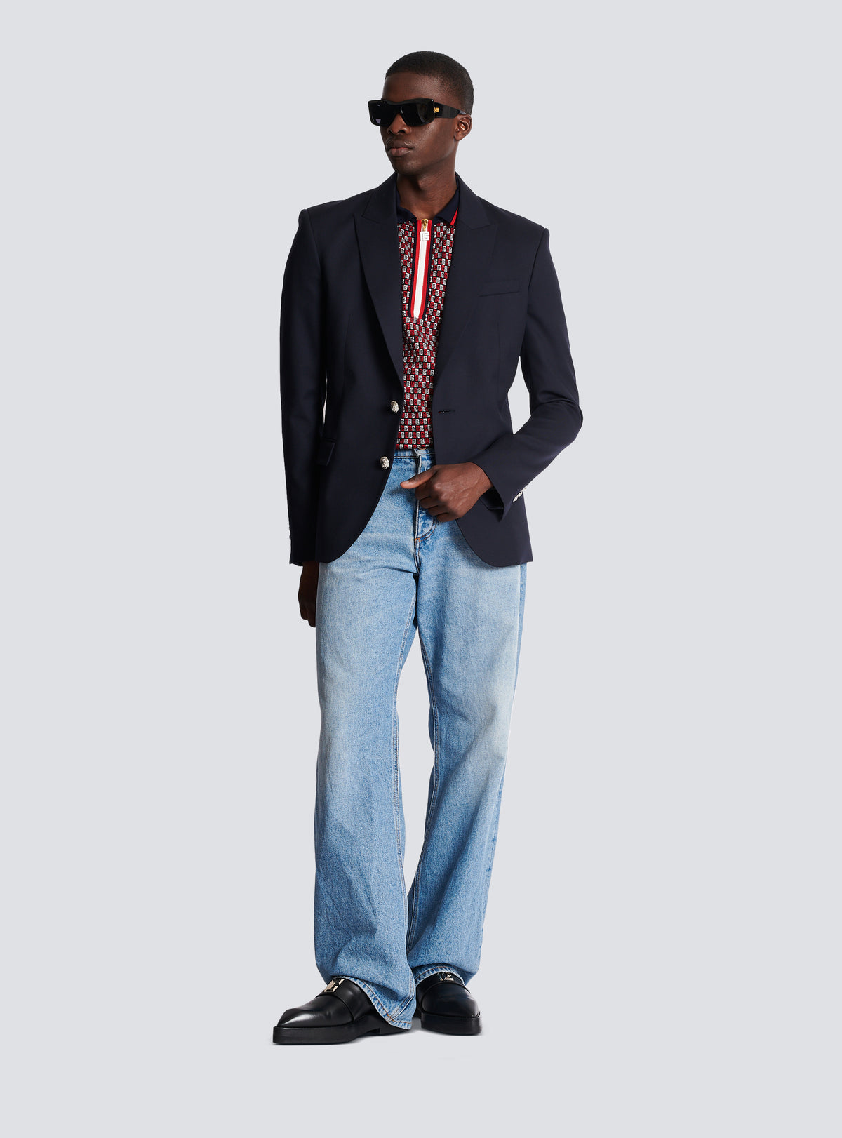 Veste 2 boutons en laine - Marine