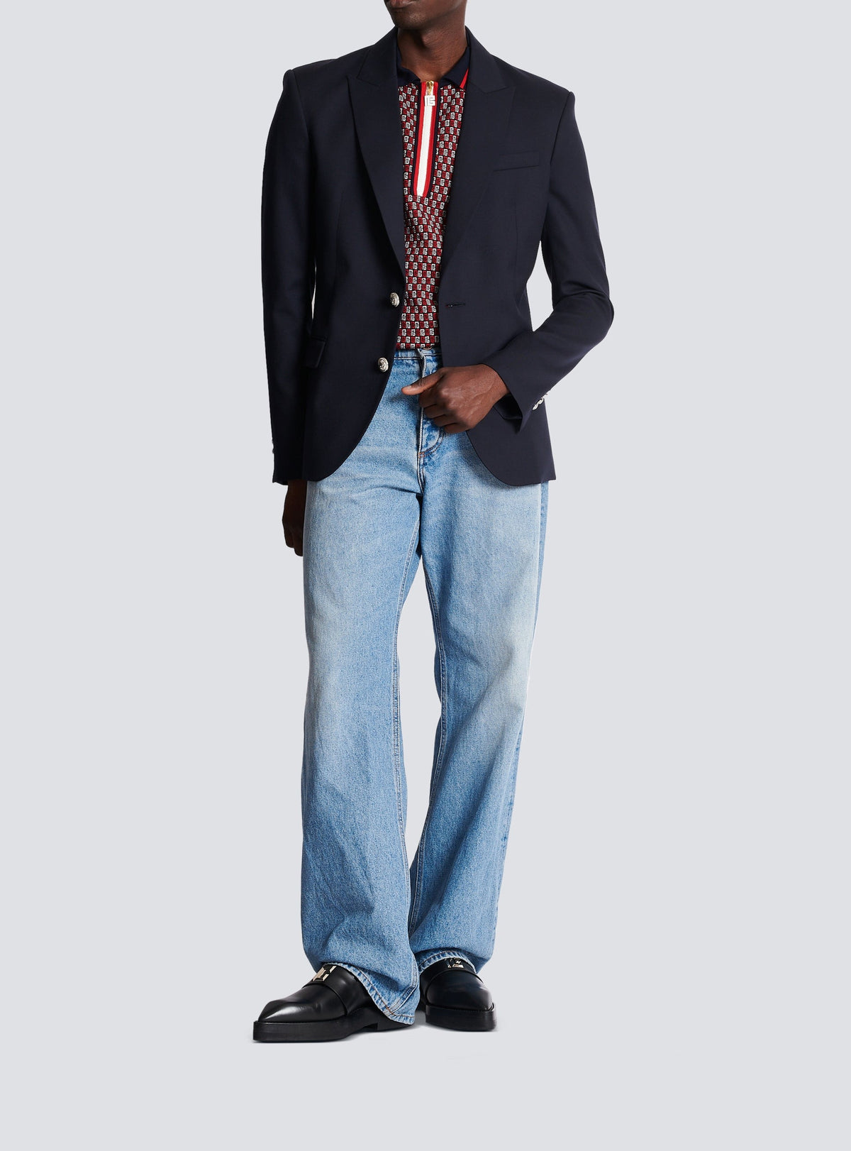 Veste à double boutonnage en laine - Marine