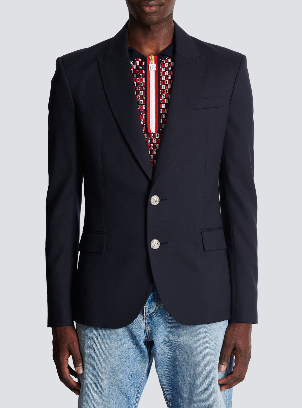 Veste 2 boutons en laine - Marine