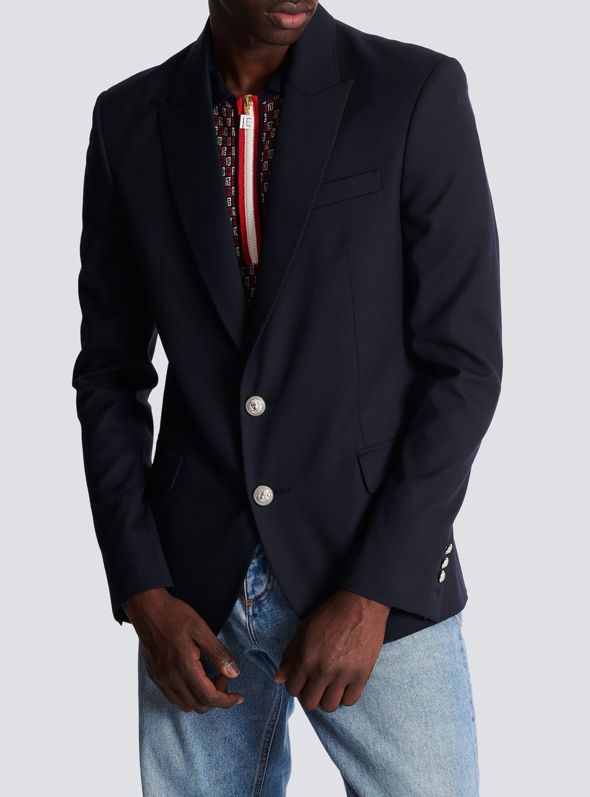 Veste à double boutonnage en laine - Marine