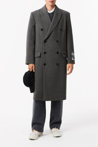 Manteau long en laine mélangée - Bitume Chiné