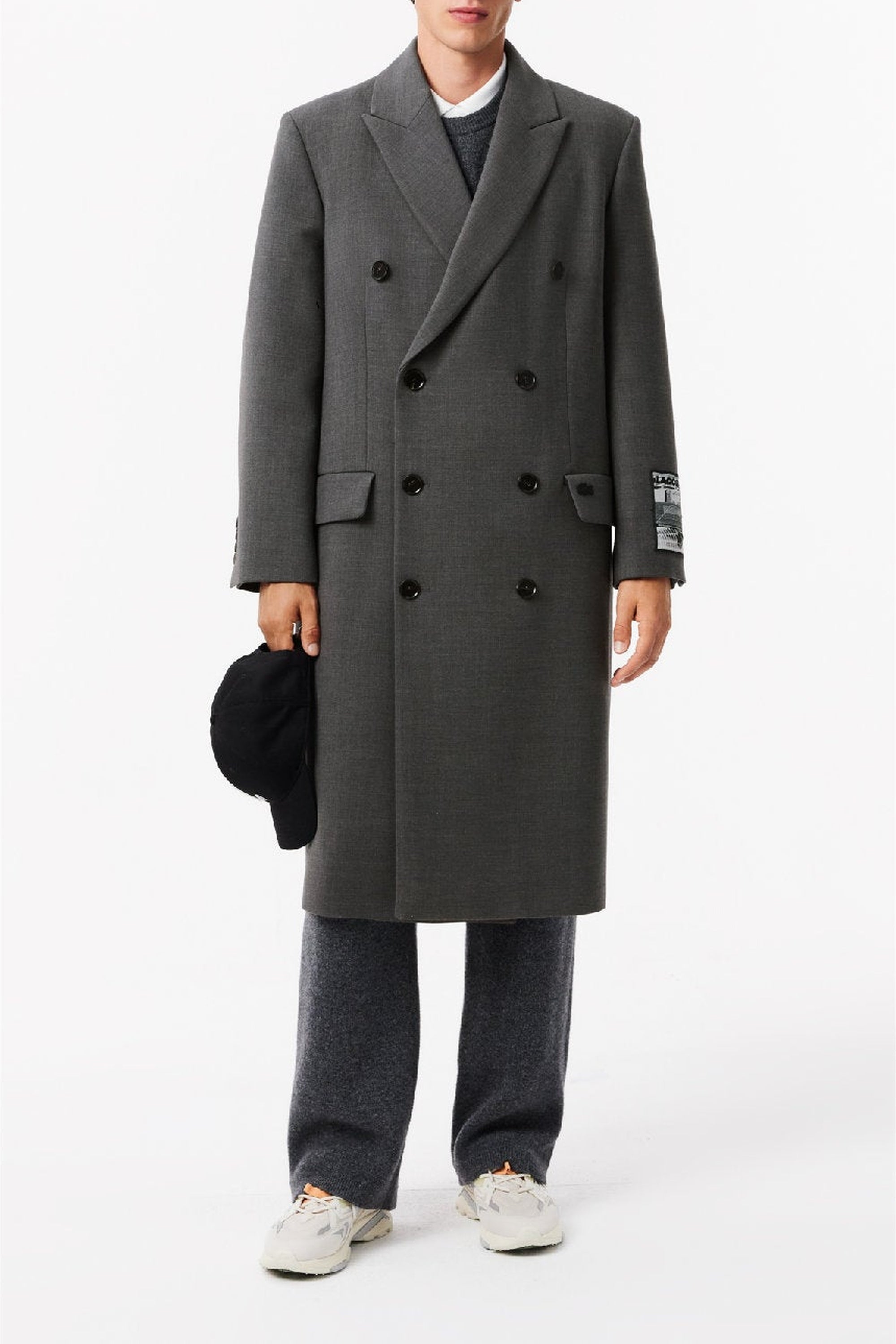 Manteau long en laine mélangée - Bitume Chiné