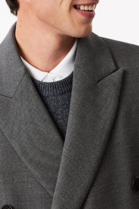Manteau long en laine mélangée - Bitume Chiné